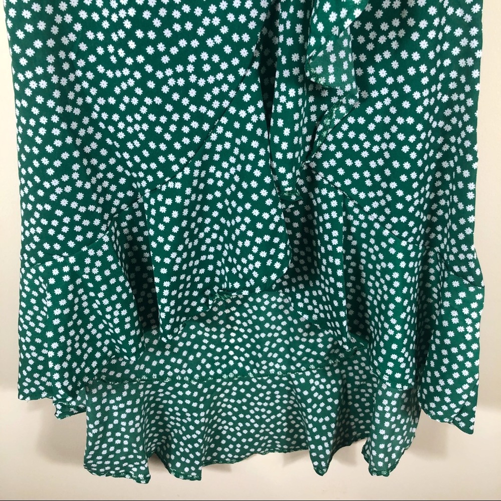 NWT Boho Green Floral V-Neck Ruffle Maxi Dress - Picture 10 of 13